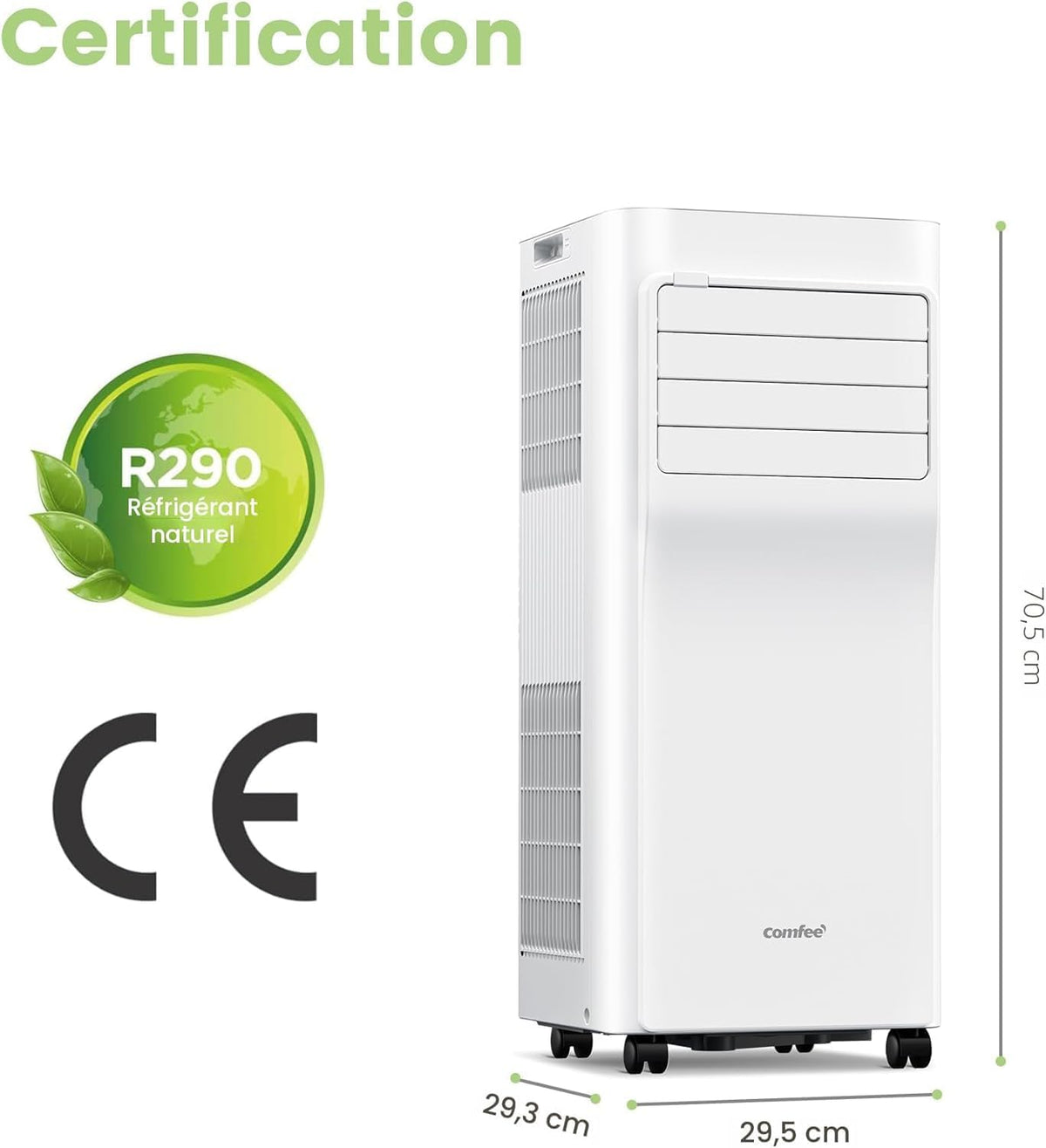Comfee Breezy Cool 2.6 Portable Air Conditioner 9000 BTU WLAN App R290 White