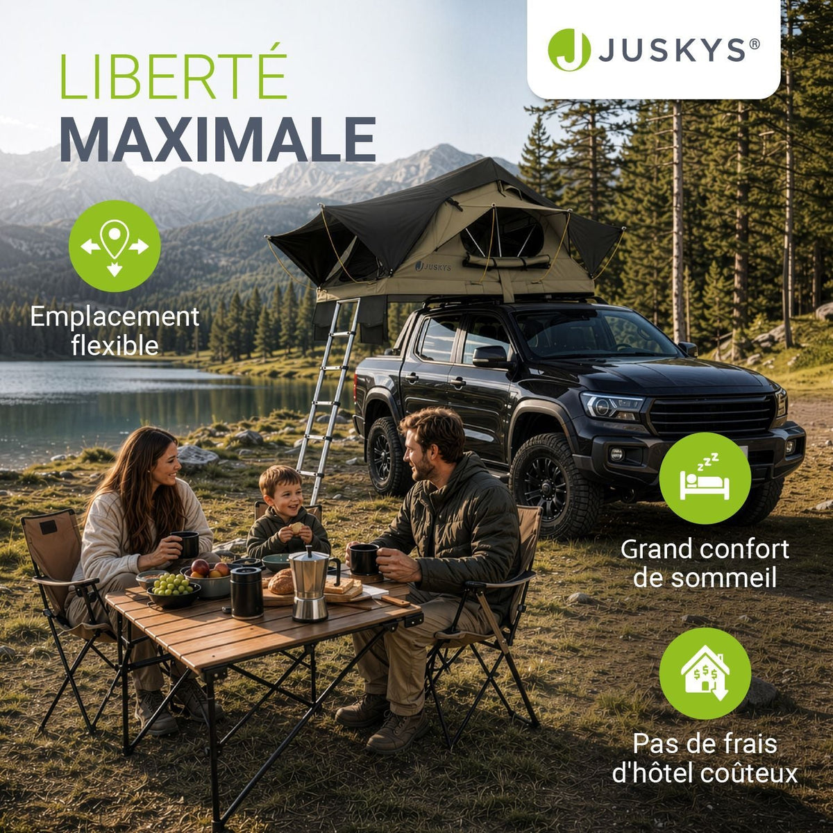 Dachzelt Lago für 2-3 Personen
