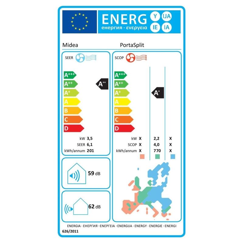 Midea PortaSplit Mobile Split Klimaanlage 12000 BTU 3.5 kW WiFi 4-in-1 Wärmepumpe