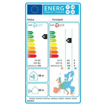 Midea PortaSplit Mobile Split Klimaanlage 12000 BTU 3.5 kW WiFi 4-in-1 Wärmepumpe